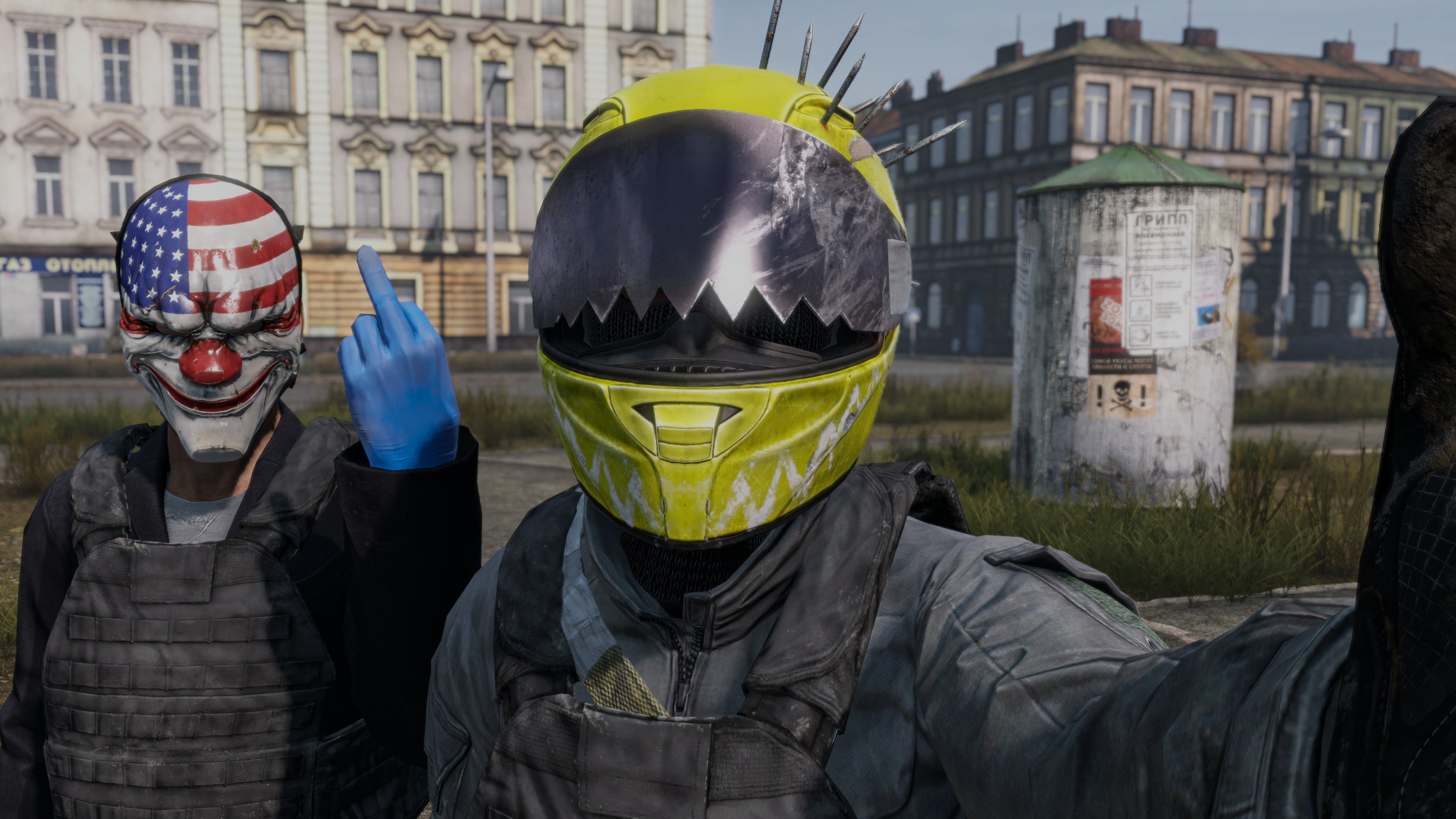 Leish dressed as a bear on a radio tower in DayZ